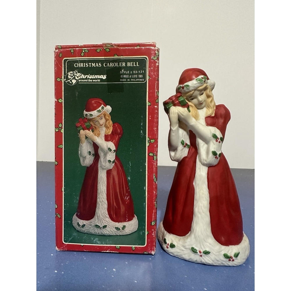 1989 House of Llyod ceramic Christmas Caroler Bell In Original Box